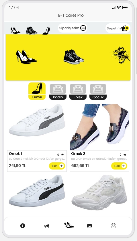 Ayakkabı Mağaza Mobil Uygulama 1