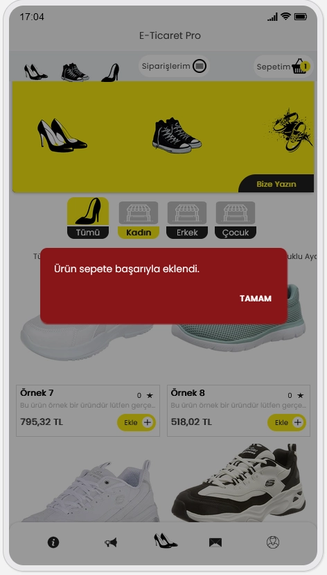 Ayakkabı Mağaza Mobil Uygulama 1
